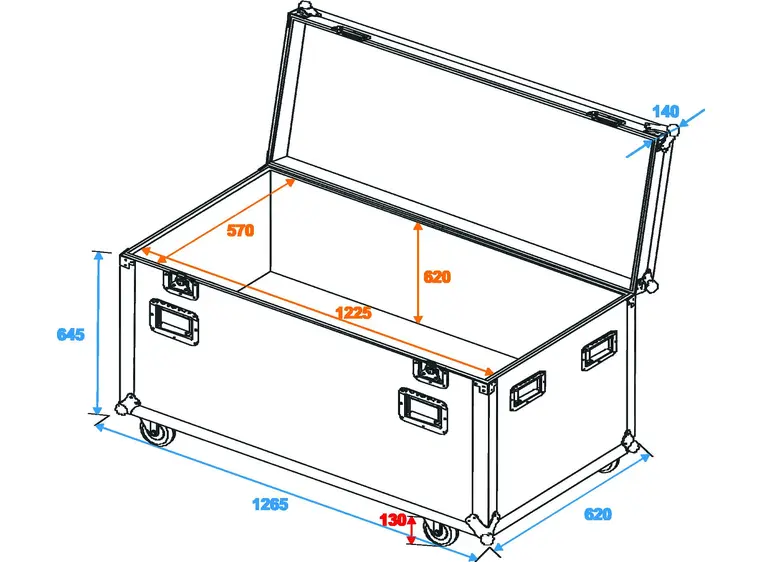 Universal tour case Pro med hjul 120cm 